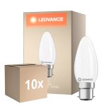 Mehrfachpackung 10x Ledvance Classic LED B22 Kerze Matt 3.4W 470lm - 827 Extra Warmweiß | Ersatz Für 40W